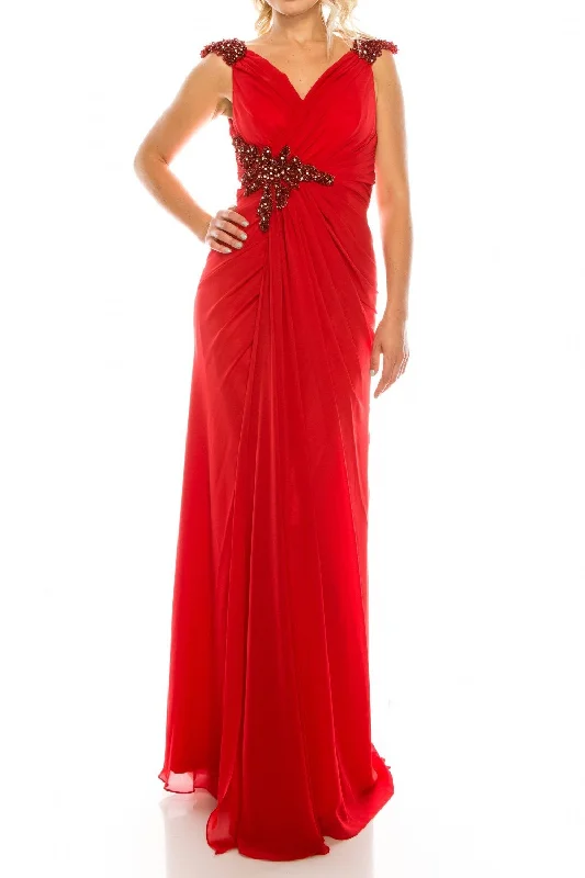 Formal Dress for Horse RacesOdrella - Sleeveless Applique Draped Gown 1301SC