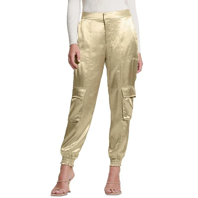 women's button-fly pantsWomens Cargo Shiny Satin Cargo Pants