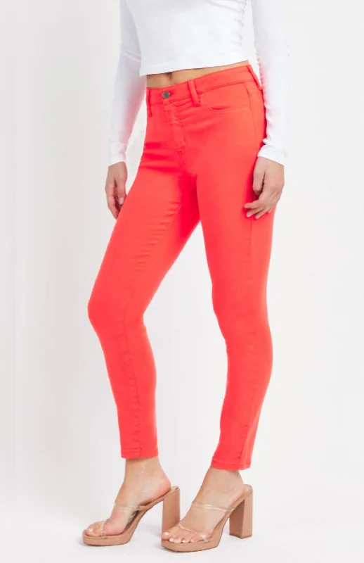 women's maternity pantsHigh Rise Crop Skinny In Red Orange