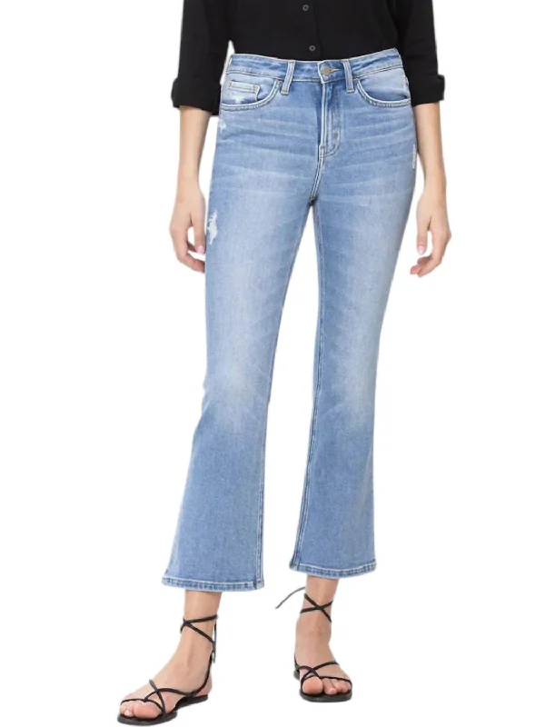 women's cool pantsSprightly High Rise Crop Flare Jeans In Blue