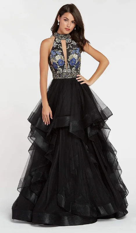 Formal Dress for Charity BallsAlyce Paris - Cut-in Bodice High Neck Tierred Ruffle Tulle Gown 60401SC