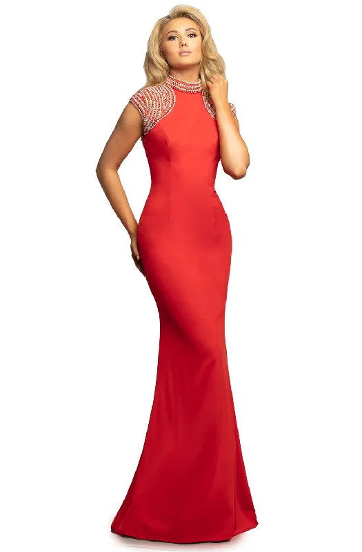 Plus Size Formal Dresses OnlineJohnathan Kayne - Beaded High Neckline Sheath Gown 2089SC