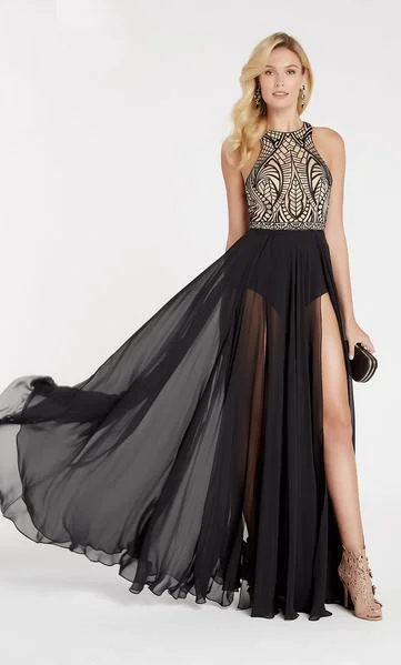 Formal Dress Shops in New YorkAlyce Paris - Embellished Sexy Racerback Romper Sheer Gown 60310SC