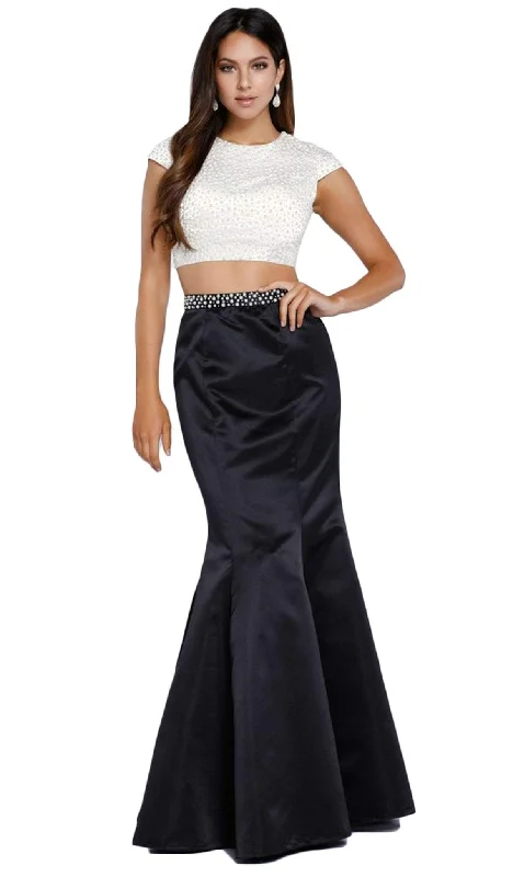 Formal Dress for Humanitarian AwardsNox Anabel - Two-Piece Pearl Embellished Trumpet Gown 8227SC