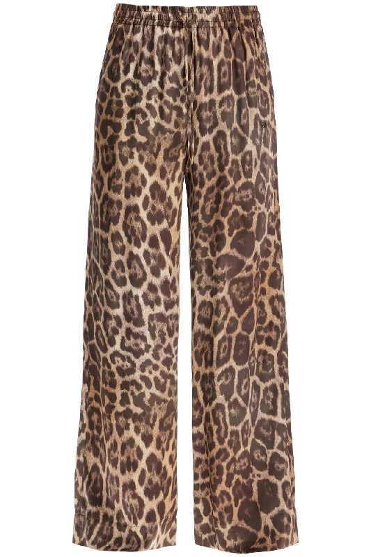 women's high-waisted pantsStella Mccartney Women's Animal Print Pajama Style Pants