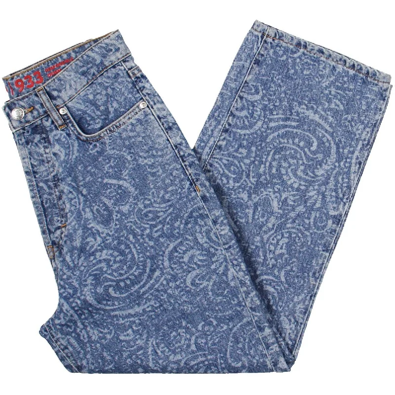 women's straight-leg pantsWomens Denim Printed Cropped Jeans