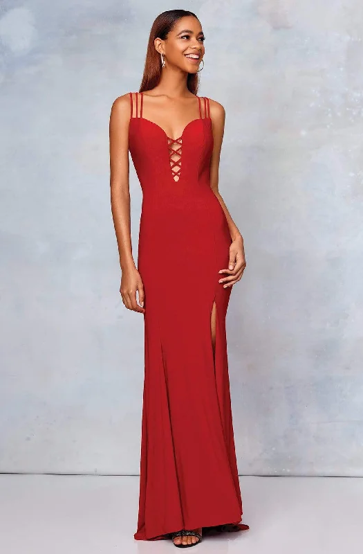 Formal Dress Rental ServicesClarisse - Cross-Banded Plunging Jersey Gown 3775