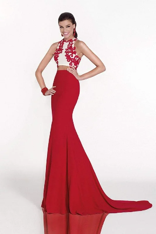 Formal Dress for International EventsTarik Ediz - 92562 Filigree Ornate Halter Two-Piece Gown