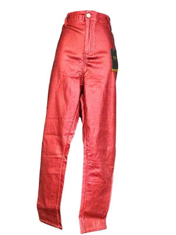 women's spring pantsWomen's Metallic Jeans In Rust