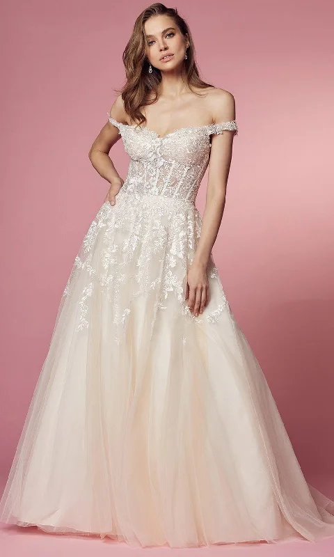 Formal Dress for Indoor WeddingsNox Anabel Bridal - JH925 Embroidered Sweetheart A-Line Gown