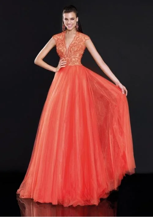 Formal Dress for Destination WeddingsTarik Ediz - 92596 Beaded Bodice Tulle A-Line Gown