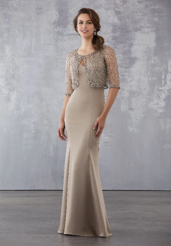 Formal Dress for Creative ThemesMGNY By Mori Lee - Long Trumpet Gown with Beaded Sheer Jacket 71732