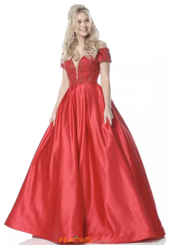 Formal Dress for Winter Formal EventsSherri Hill - 51611SC Short Sleeve Beaded Bodice A-Line Gown