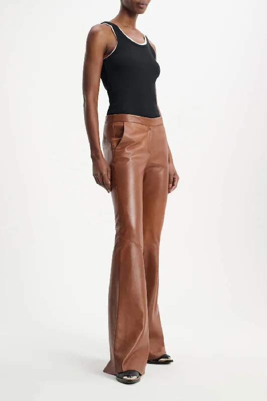 women's thermal pantsFlare Leg Leather Pant In Caramel