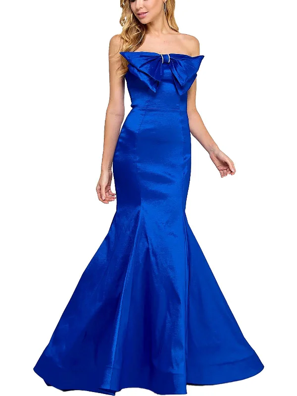 velvet party dressesJuniors Womens Strapless Bow Evening Dress