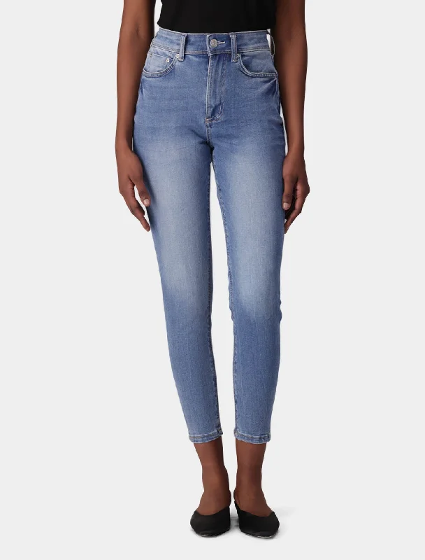 women's denim jeans with leather patchesNala Mid-Rise Skinny Jeans