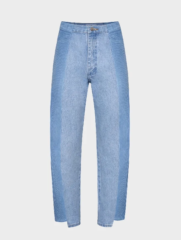 women's denim jeans with fake pocketsBoyfriend Jean LIght Blue Corduroy/Denim