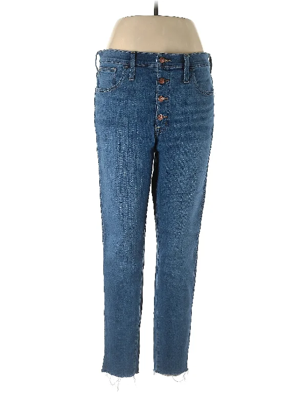 women's denim jeans with raw hemsHigh-Rise Straight-leg Jeans in Medium Wash