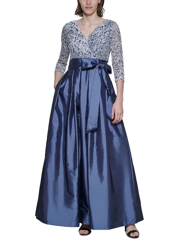 budget-friendly party dressesPetites Womens Lace Satin Evening Dress