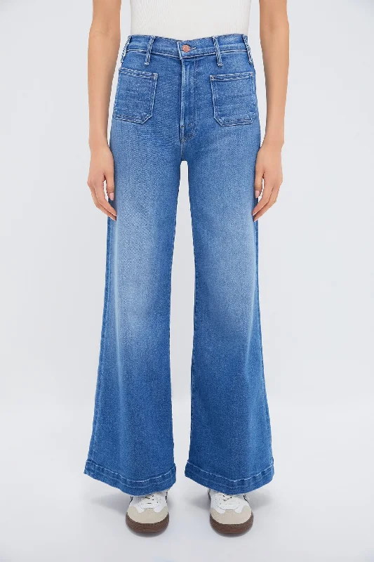 women's grey denim jeansPiece by Piece The Hustler Roller Patch Pocket Sneak