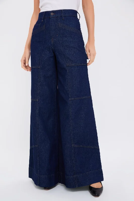 women's denim jeans for travelIndigo Rinse Freddy High Rise Wide Leg