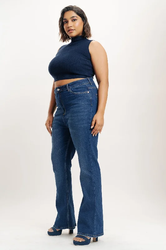 women's denim jeans with spandexCurve Blue Tinted Bootcut Jeans