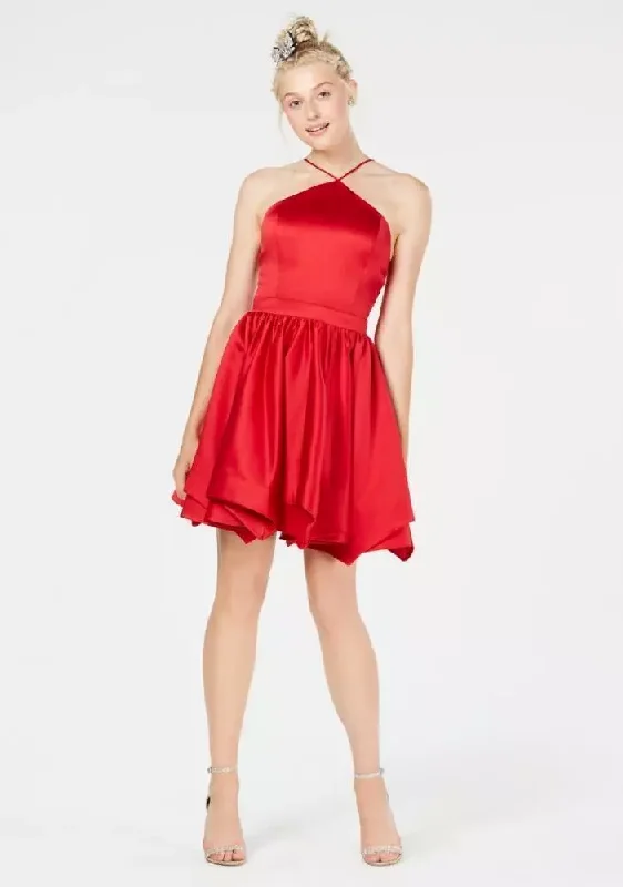 asymmetrical party dresses11 - blondie nites red halter fit & flare party dress