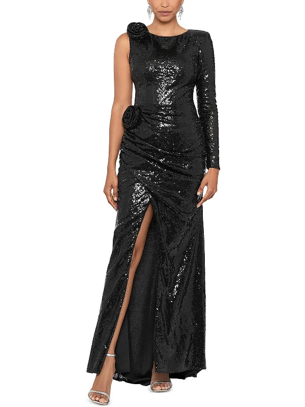 short party dressesWomens Sequined One Shoulder Evening Dress