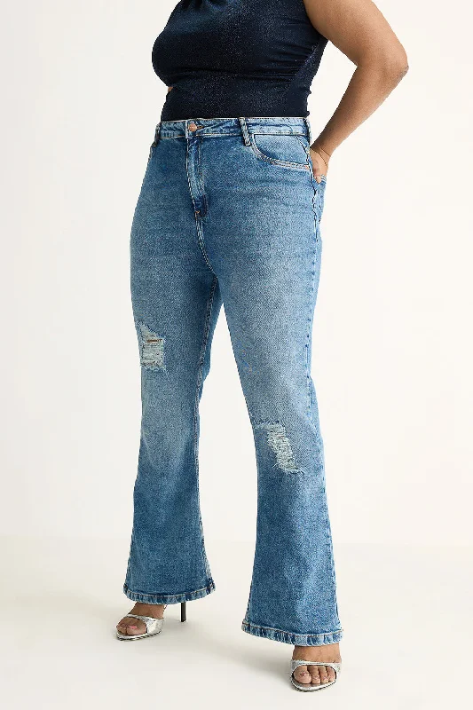 women's denim jeans for partiesRadiant Curve Distressed Bootcut Jeans