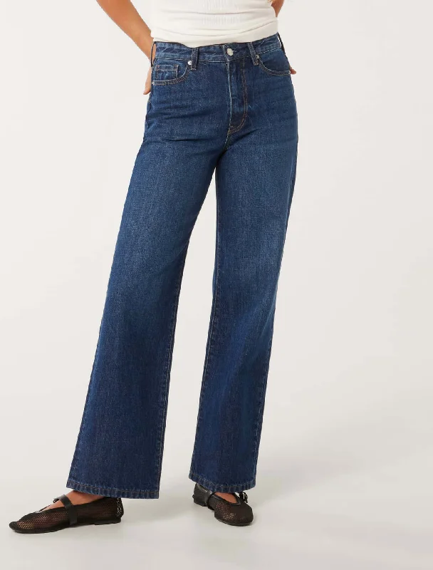 women's dark denim jeansSky Straight Leg Jeans