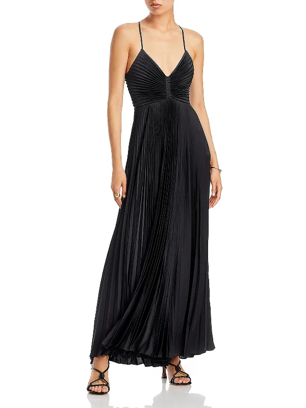 maxi party dressesAries Womens Satin Open Back Evening Dress