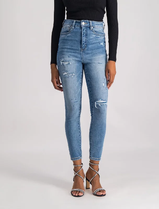 women's denim jeans for pear-shaped bodiesMila Cropped High-Rise Skinny Jeans