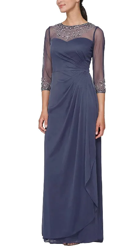 floral party dresses18 - alex evenings embellished illusion 3/4 sleeve gown