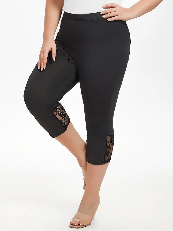 Contrast Lace Capri Leggings