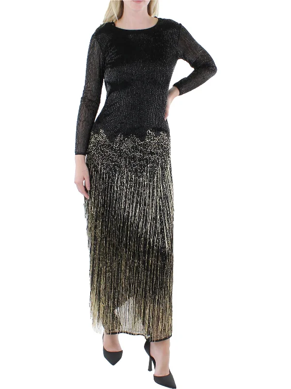 black-tie party dressesWomens Beaded Fringe Evening Dress