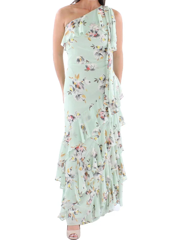 midi party dressesWomens Chiffon Floral Evening Dress