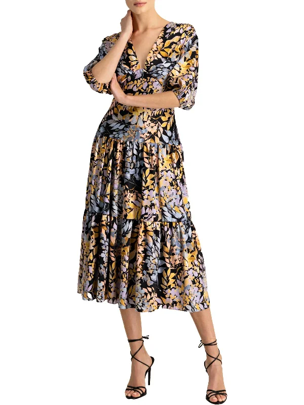 peplum party dressesWomens Satin Floral Cocktail and Party Dress