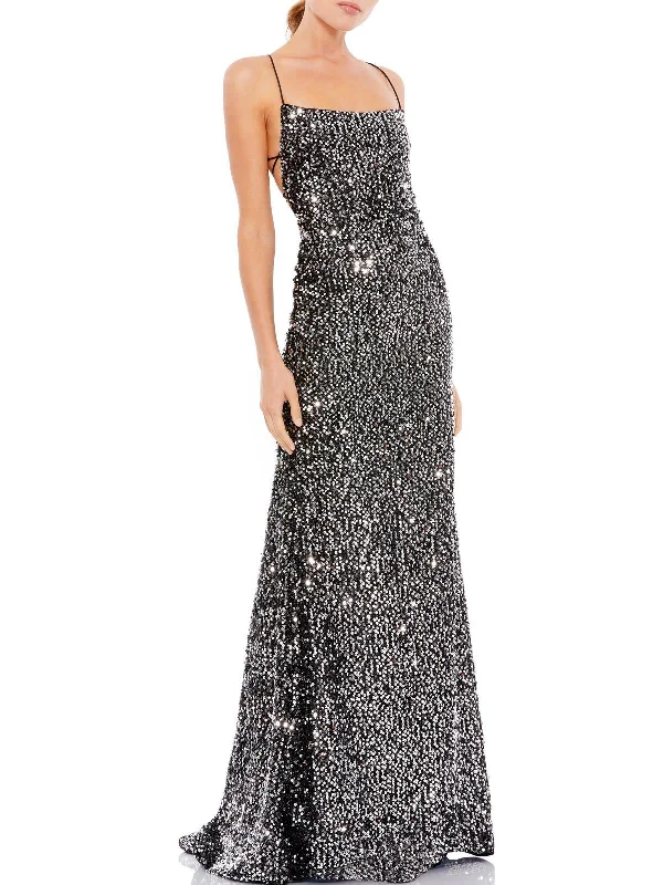 polyester party dressesWomens Sequined Long Evening Dress