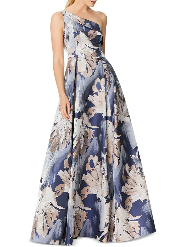 affordable party dressesWomens Floral One Shoulder Evening Dress