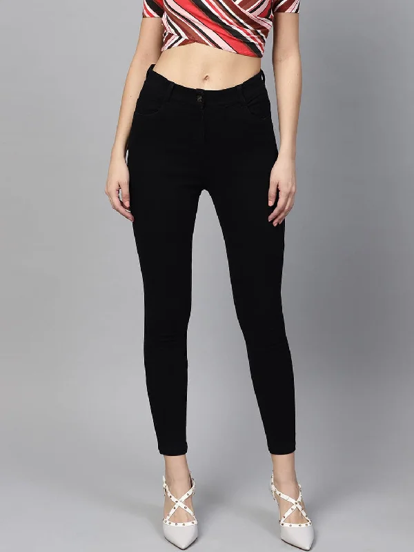 women's denim jeans for curvy womenBlack Cropped Jeans