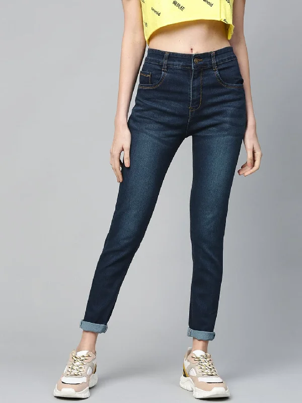 women's ankle-length denim jeansTint Blue Whisker Wash Jeans