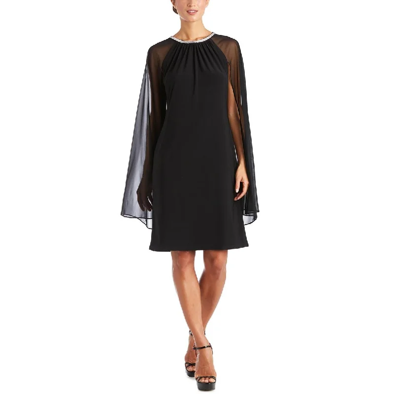 silk party dressesWomens Embellished Cape Cocktail and Party Dress