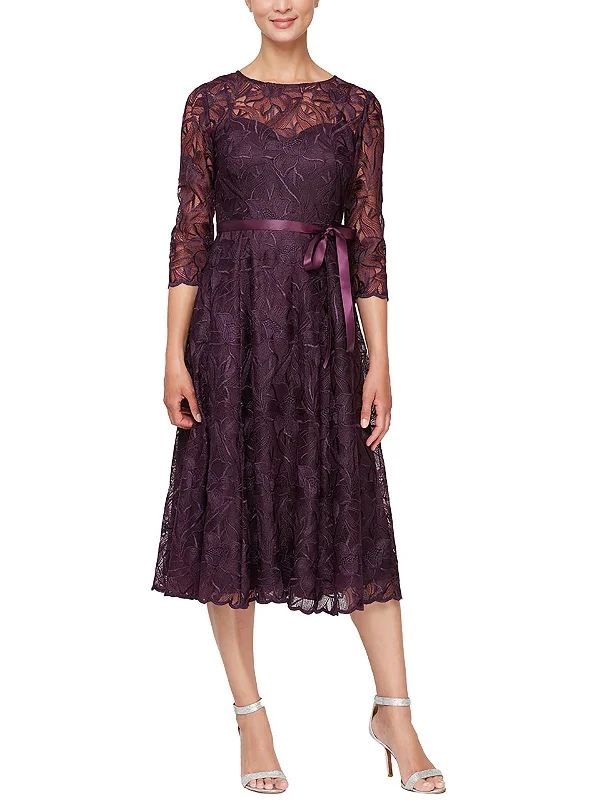 A-line party dressesWomens Lace Mid Calf Evening Dress