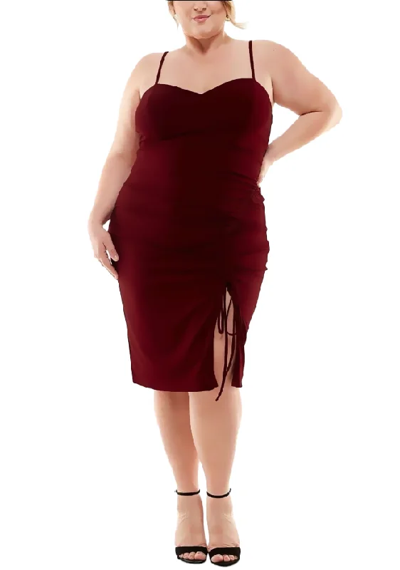 summer party dresses18W - city studio burgundy ruched party dress