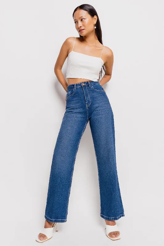 women's denim jeans with sequins90's Basic Blue Straight Jeans