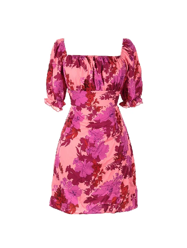 high-low party dressesL - ssb pink floral party dress with tie back