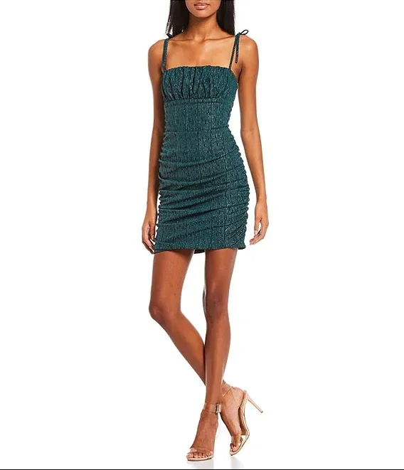 lightweight party dresses15 - city vibe green ruched party dress