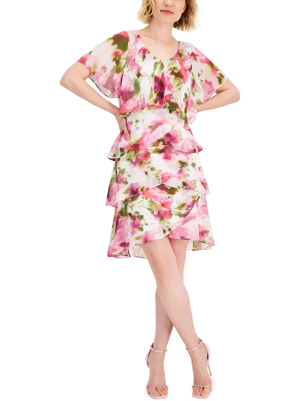 homecoming party dressesWomens Chiffon Floral Cocktail and Party Dress