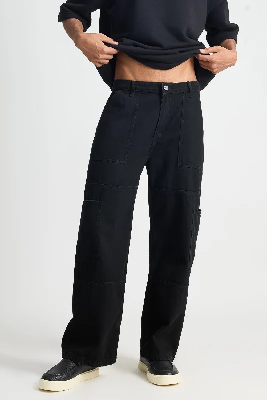 women's denim jeans with embroidered back pocketsBlack Pocket Men's Cargo Pants