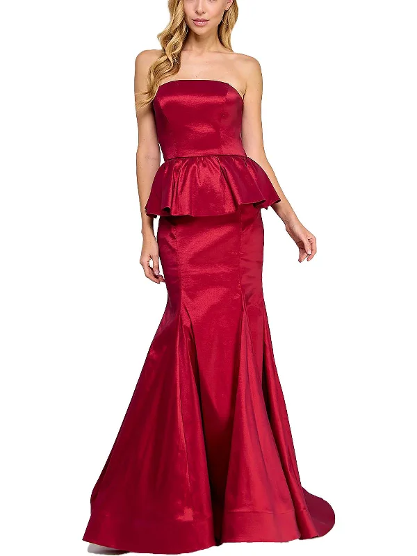 long party dressesJuniors Womens Satin Strapless Evening Dress